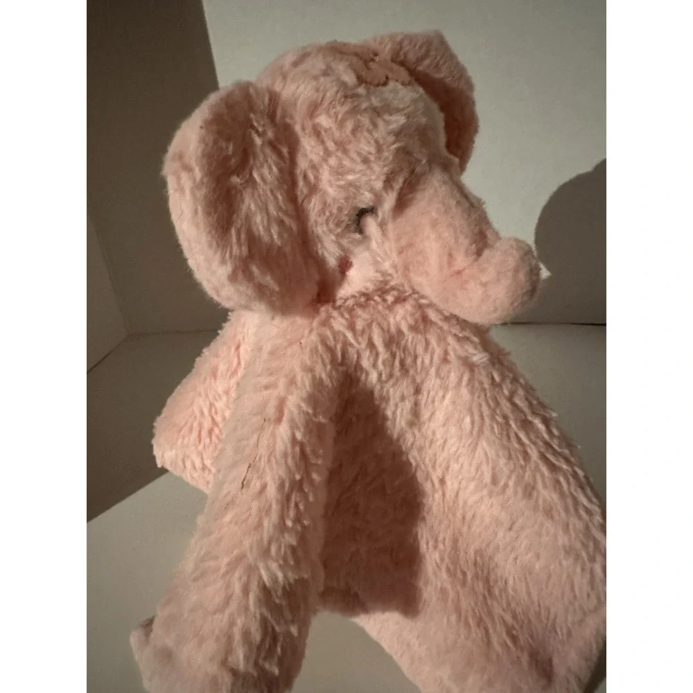 Parent's Choice Pink Elephant Lovey Security Blanket Flowers Satin Trim Plush